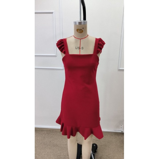 Kadın Askılı Kare Yakalı Eteği Fırfırlı Kısa Ithal Krep Elbise , 32242 Kadın Askılı Kare Yakalı Eteği Fırfırlı Kısa Ithal Krep Elbise , 32242