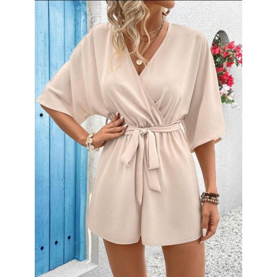 Kadın Kısa Kollu Kruvaze Yaka Belden Kuşaklı Kısa Aerobin Tulum , 32249 Kadın Kısa Kollu Kruvaze Yaka Belden Kuşaklı Kısa Aerobin Tulum , 32249