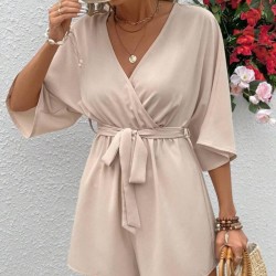 Kadın Kısa Kollu Kruvaze Yaka Belden Kuşaklı Kısa Aerobin Tulum , 32249 Kadın Kısa Kollu Kruvaze Yaka Belden Kuşaklı Kısa Aerobin Tulum , 32249