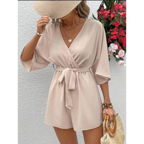 Kadın Kısa Kollu Kruvaze Yaka Belden Kuşaklı Kısa Aerobin Tulum , 32249 Kadın Kısa Kollu Kruvaze Yaka Belden Kuşaklı Kısa Aerobin Tulum , 32249