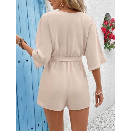 Kadın Kısa Kollu Kruvaze Yaka Belden Kuşaklı Kısa Aerobin Tulum , 32249 Kadın Kısa Kollu Kruvaze Yaka Belden Kuşaklı Kısa Aerobin Tulum , 32249