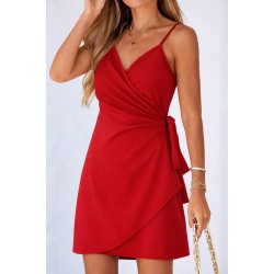 Kadın Ip Askılı Kruvaze Yakalı Belden Kuşaklı Kısa Janjan Krep Elbise, 32258 Kadın Ip Askılı Kruvaze Yakalı Belden Kuşaklı Kısa Janjan Krep Elbise, 32258