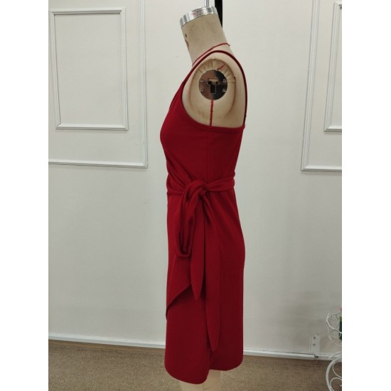 Kadın Ip Askılı Kruvaze Yakalı Belden Kuşaklı Kısa Janjan Krep Elbise, 32258 Kadın Ip Askılı Kruvaze Yakalı Belden Kuşaklı Kısa Janjan Krep Elbise, 32258