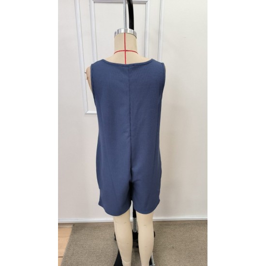 Kadın Askılı Yuvarlak Yaka önden Düğmeli Waffle Kısa Tulum, 32254