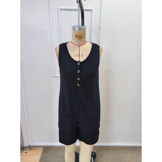 Kadın Askılı Yuvarlak Yaka önden Düğmeli Waffle Kısa Tulum, 32251