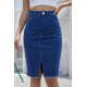 Kadın Yüksek Bel önden Yırtmaçlı Kısa Kot Etek, 32263 Kadın Yüksek Bel önden Yırtmaçlı Kısa Kot Etek, 32263