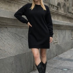 Kadın Uzun Kollu Bisiklet Yaka Iki Iplik şardonlu Elbise , 32269