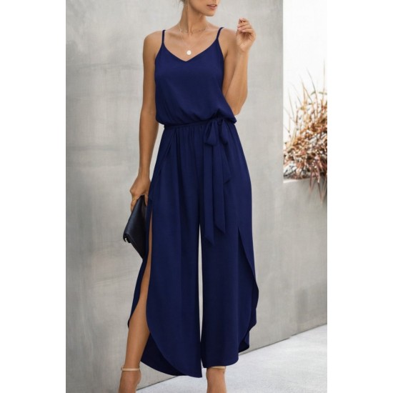 Kadın Ip Askılı V Yakalı Belden Kuşaklı Yandan Yırtmaçlı Uzun Aerobin Tulum , 32272 Kadın Ip Askılı V Yakalı Belden Kuşaklı Yandan Yırtmaçlı Uzun Aerobin Tulum , 32272