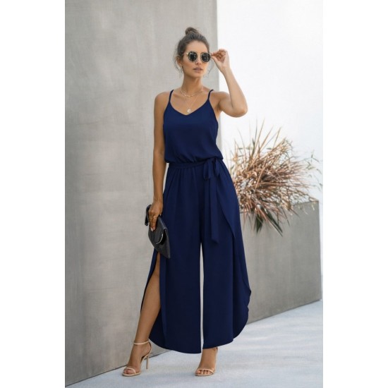 Kadın Ip Askılı V Yakalı Belden Kuşaklı Yandan Yırtmaçlı Uzun Aerobin Tulum , 32272 Kadın Ip Askılı V Yakalı Belden Kuşaklı Yandan Yırtmaçlı Uzun Aerobin Tulum , 32272