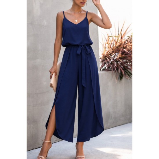 Kadın Ip Askılı V Yakalı Belden Kuşaklı Yandan Yırtmaçlı Uzun Aerobin Tulum , 32272 Kadın Ip Askılı V Yakalı Belden Kuşaklı Yandan Yırtmaçlı Uzun Aerobin Tulum , 32272