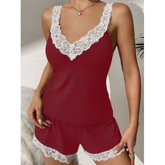 Kadın Askılı V Yakalı Viskon Bluz Ve Short Gecelik Takım, 32293