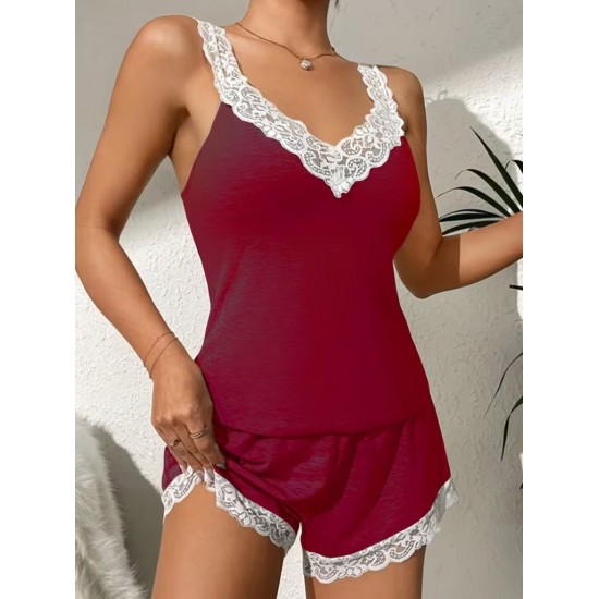 Kadın Askılı V Yakalı Viskon Bluz Ve Short Gecelik Takım, 32293