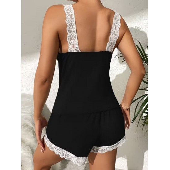 Kadın Askılı V Yakalı Viskon Bluz Ve Short Gecelik Takım, 32291