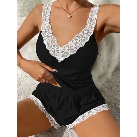 Kadın Askılı V Yakalı Viskon Bluz Ve Short Gecelik Takım, 32291