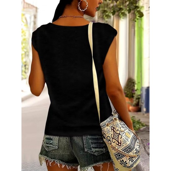 Kadın Kısa Kollu V Yakalı Desenli Viskon Bluz, 32288