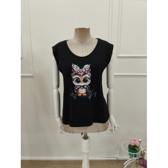 Kadın Kısa Kollu V Yakalı Desenli Viskon Bluz, 32288