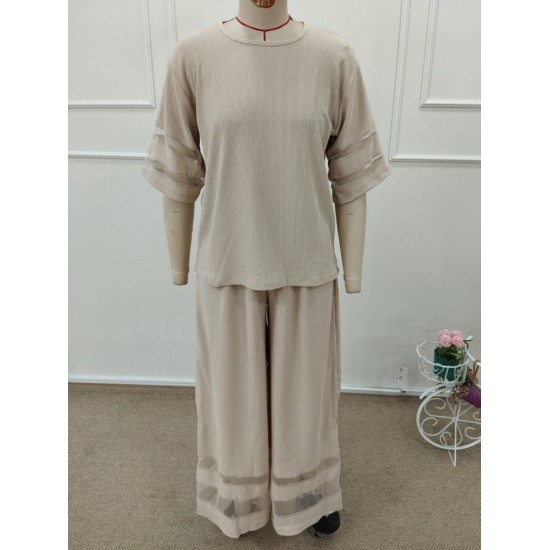 Kadın Kısa Kollu Bisiklet Yakalı Tül şerit Detaylı Bluz Ve Pantolon Ikili Takım, 32286 Kadın Kısa Kollu Bisiklet Yakalı Tül şerit Detaylı Bluz Ve Pantolon Ikili Takım, 32286