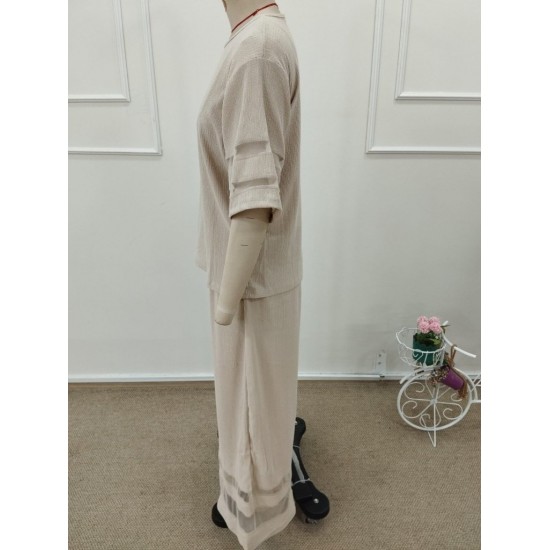 Kadın Kısa Kollu Bisiklet Yakalı Tül şerit Detaylı Bluz Ve Pantolon Ikili Takım, 32286 Kadın Kısa Kollu Bisiklet Yakalı Tül şerit Detaylı Bluz Ve Pantolon Ikili Takım, 32286