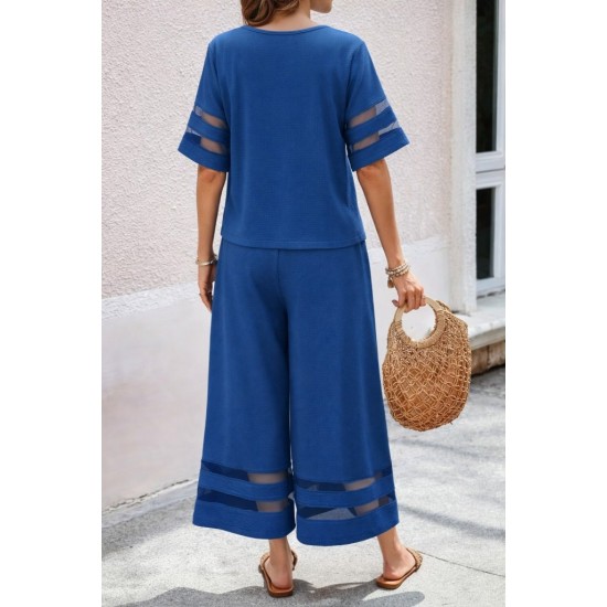 Kadın Kısa Kollu Bisiklet Yakalı Tül şerit Detaylı Bluz Ve Pantolon Ikili Takım, 32285 Kadın Kısa Kollu Bisiklet Yakalı Tül şerit Detaylı Bluz Ve Pantolon Ikili Takım, 32285