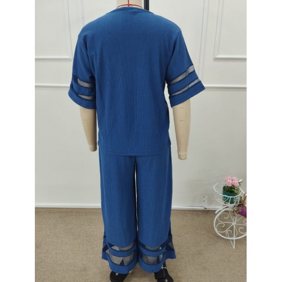 Kadın Kısa Kollu Bisiklet Yakalı Tül şerit Detaylı Bluz Ve Pantolon Ikili Takım, 32285 Kadın Kısa Kollu Bisiklet Yakalı Tül şerit Detaylı Bluz Ve Pantolon Ikili Takım, 32285