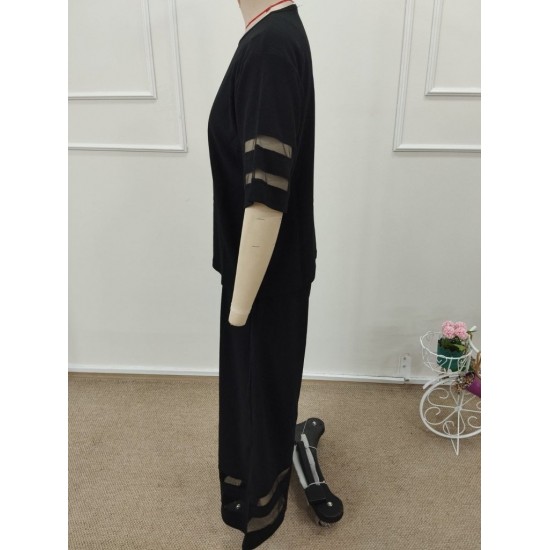 Kadın Kısa Kollu Bisiklet Yakalı Tül şerit Detaylı Bluz Ve Pantolon Ikili Takım, 32283