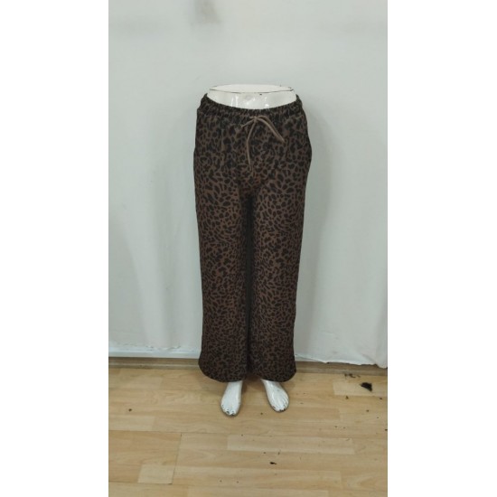 Kadın Yüksek Bel Lastikli Bağcıklı Geniş Kesim Iki Iplik Pantolon, 32208