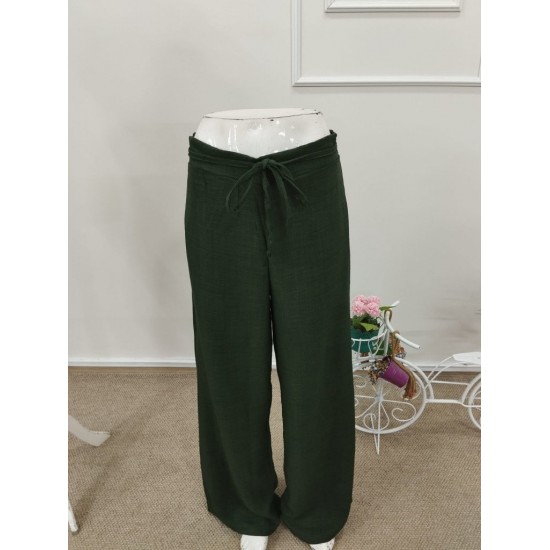 Kadın Yüksek Bel önden Bağlamalı Geniş Kesim Detaylı Uzun Pantolon , 32301