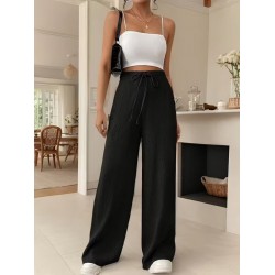 Kadın Yüksek Bel önden Bağlamalı Geniş Kesim Detaylı Uzun Pantolon , 32299
