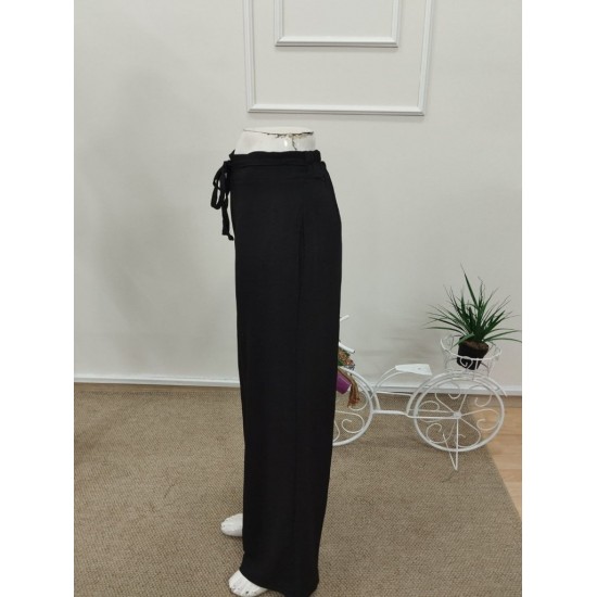 Kadın Yüksek Bel önden Bağlamalı Geniş Kesim Detaylı Uzun Pantolon , 32299