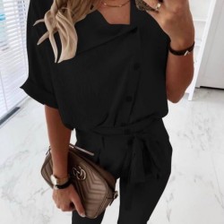 Kadın Kısa Kollu Yakalı önden Düğmeli Bürümcük Bluz Ve Pantolon Ikili Takım , 32305 Kadın Kısa Kollu Yakalı önden Düğmeli Bürümcük Bluz Ve Pantolon Ikili Takım , 32305