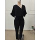 Kadın Kısa Kollu Yakalı önden Düğmeli Bürümcük Bluz Ve Pantolon Ikili Takım , 32305