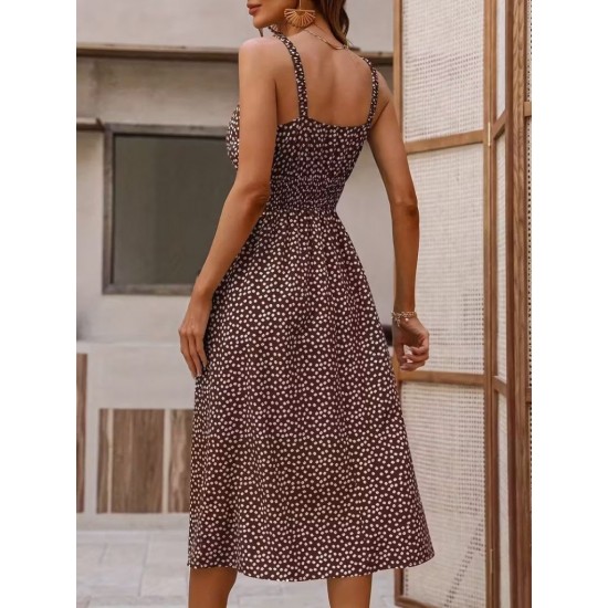 Kadın Ip Askılı Beli Lastikli Yırtmaçlı Midi Elbise, 32313 Kadın Ip Askılı Beli Lastikli Yırtmaçlı Midi Elbise, 32313