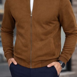 Erkek Uzun Kollu önden Fermuarlı Süet Ceket, 32312