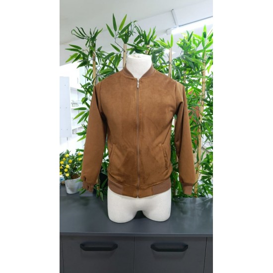 Erkek Uzun Kollu önden Fermuarlı Süet Ceket, 32312