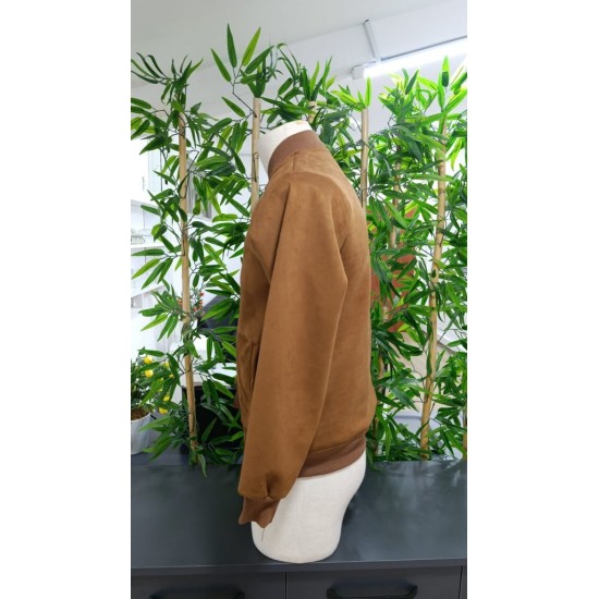 Erkek Uzun Kollu önden Fermuarlı Süet Ceket, 32312