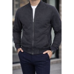 Erkek Uzun Kollu önden Fermuarlı Süet Ceket, 32311