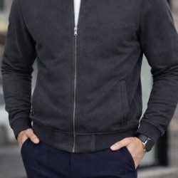 Erkek Uzun Kollu önden Fermuarlı Süet Ceket, 32311