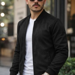 Erkek Uzun Kollu önden Fermuarlı Süet Ceket, 32309