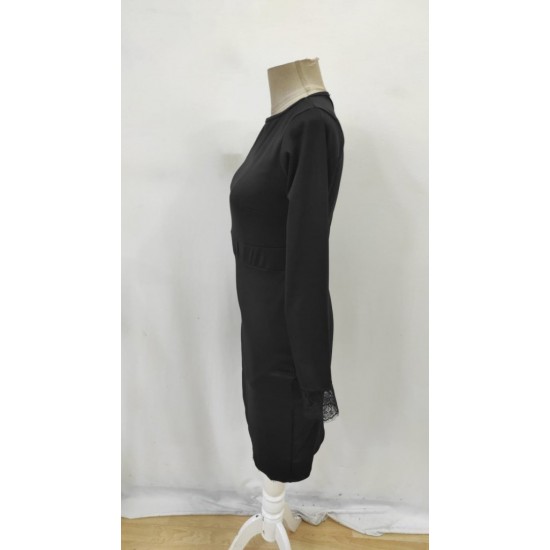 Kadın Uzun Kollu Bisiklet Yaka önden Dantel Ve Yırtmaç Detaylı Dalgıç Elbise , 32315