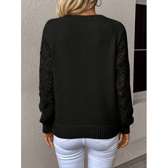 Kadın Uzun Kollu V Yaka Kol Delikli Baklava Desen Detaylı Triko Kazak , 29799 Kadın Uzun Kollu V Yaka Kol Delikli Baklava Desen Detaylı Triko Kazak , 29799