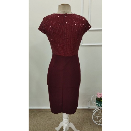 Kadın Kısa Kollu Kruvaze Yakalı ışıltı Detaylı Midi Ithal Krep Elbise , 32321