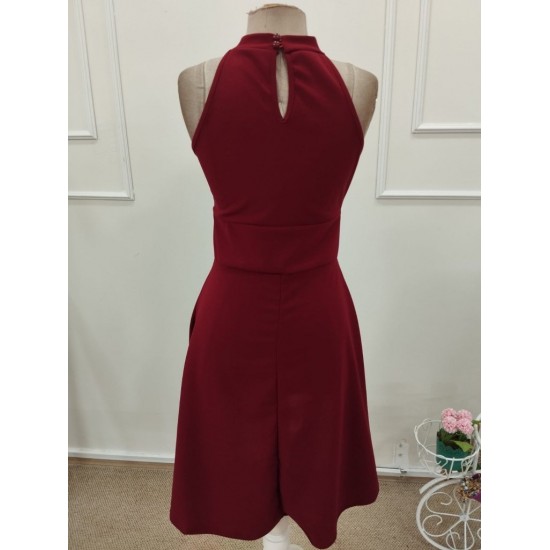 Kadın Omuzlardan Açık Boyundan Halka Detaylı Görünümlü Asimetrik Detaylı Kısa Ithal Krep Elbise , 32318 Kadın Omuzlardan Açık Boyundan Halka Detaylı Görünümlü Asimetrik Detaylı Kısa Ithal Krep Elbise , 32318