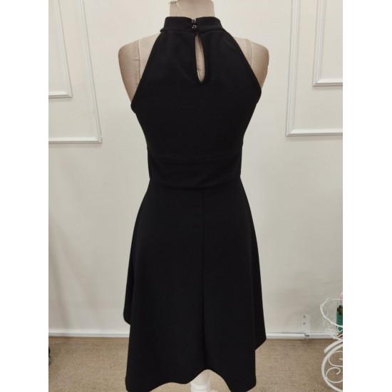 Kadın Omuzlardan Açık Boyundan Halka Detaylı Görünümlü Asimetrik Detaylı Kısa Ithal Krep Elbise , 32316 Kadın Omuzlardan Açık Boyundan Halka Detaylı Görünümlü Asimetrik Detaylı Kısa Ithal Krep Elbise , 32316