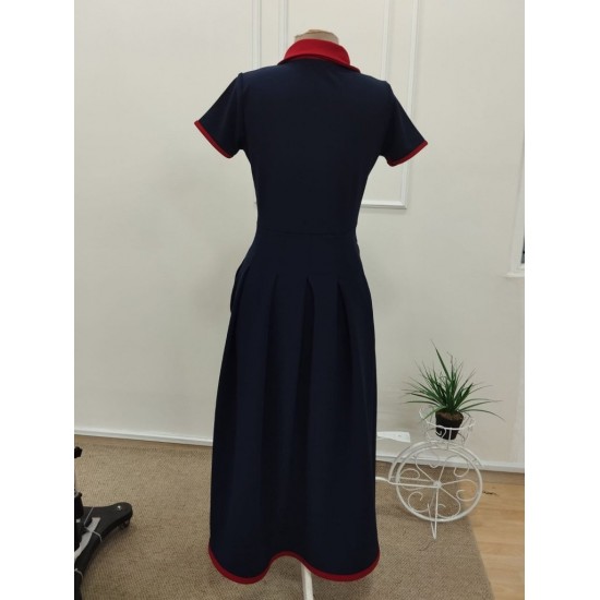 Kadın Kısa Kollu V Yakalı Pileli Uzun Janjan Krep Elbise , 32324