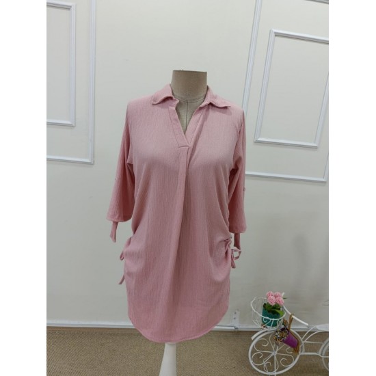 Kadın Truvakar Kollu önden Düğmeli Yandan Büzgülü Kısa Bürümcük Elbise , 32328 Kadın Truvakar Kollu önden Düğmeli Yandan Büzgülü Kısa Bürümcük Elbise , 32328