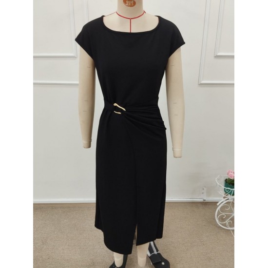 Kadın Kısa Kollu Geometrik Yakalı önden Açık Modal Mini Elbise , 32325 Kadın Kısa Kollu Geometrik Yakalı önden Açık Modal Mini Elbise , 32325