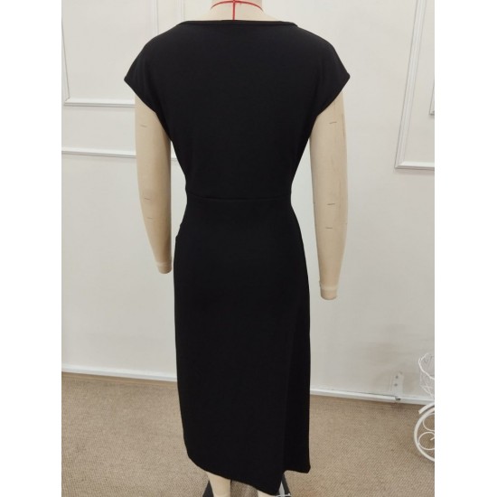 Kadın Kısa Kollu Geometrik Yakalı önden Açık Modal Mini Elbise , 32325 Kadın Kısa Kollu Geometrik Yakalı önden Açık Modal Mini Elbise , 32325