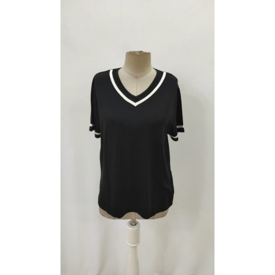 Kadın Kosa Kollu Ribanalı V Yaka Ve Kol Detaylı Viskon Bluz , 32332