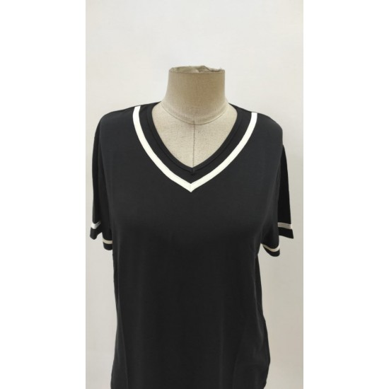 Kadın Kosa Kollu Ribanalı V Yaka Ve Kol Detaylı Viskon Bluz , 32332