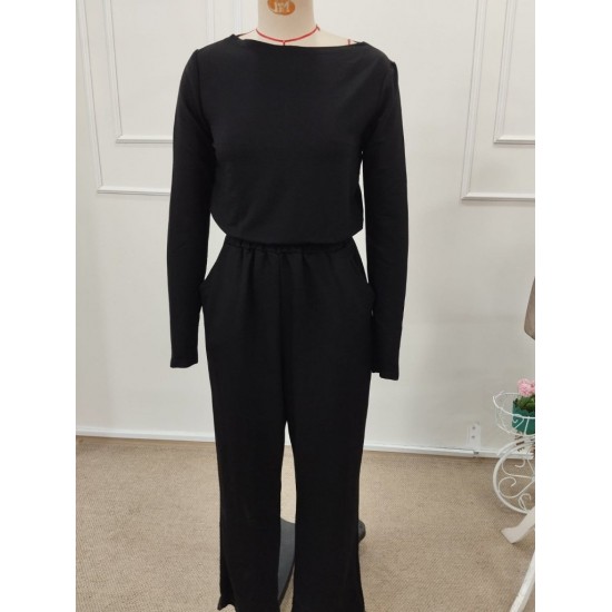 Kadın Tek Omuzdan Açık Uzun Kollu Belden Bağcıklı Uzun Viskon Iki Iplik Tulum, 32336